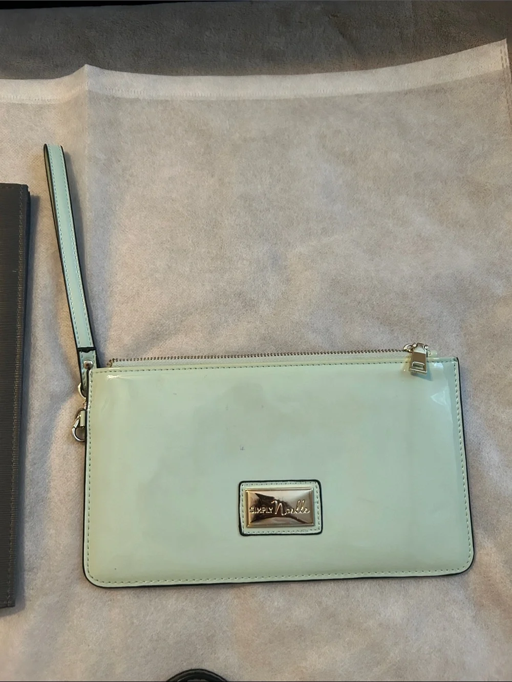 Michael Kors Black Patent Logo Wristlet with Gold Hardware - Picture 3 of 4
